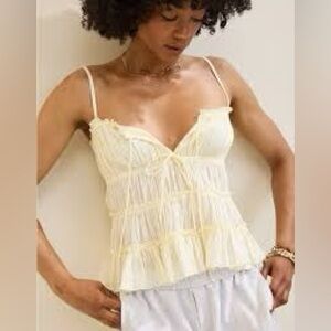 NWT Aerie Tie Front Tiered Tank Top ruffled babydoll small